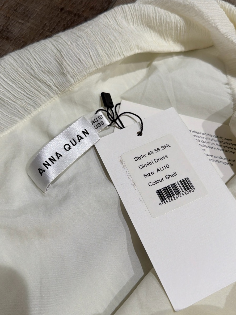 Anna Quan Dimitri draped crinkle cotton mini dress in shell - Picture 6 of 9
